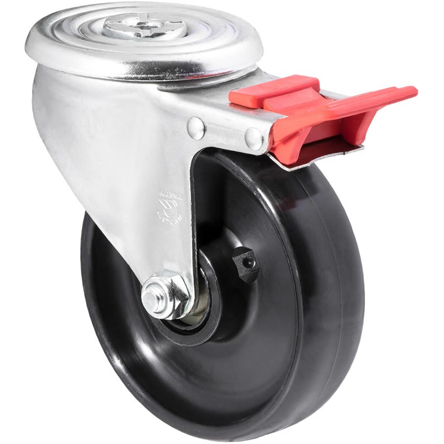 JNR125/JZHTB - 300 Kg Bolt-Hole Total Brake 125mm Black Nylon