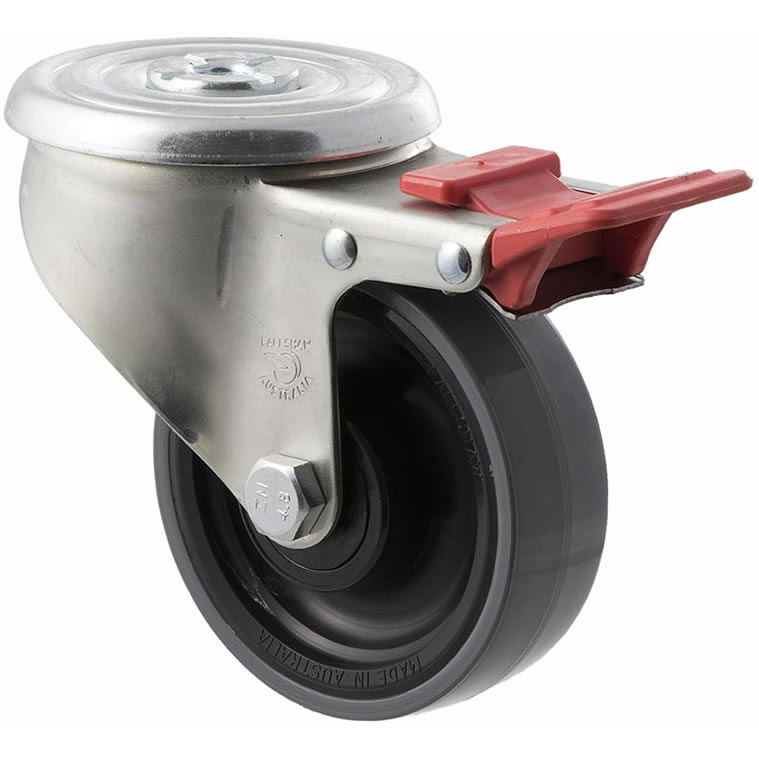 JUR100/JZHTB - 300 kg Bolt-Hole Total Brake 100mm Polyurethane