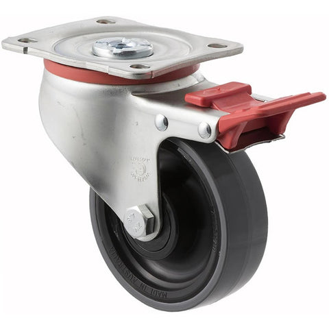 JUR100/JZPTB <span>300 Kg Swivel Plate Total Brake 100mm Polyurethane</span>