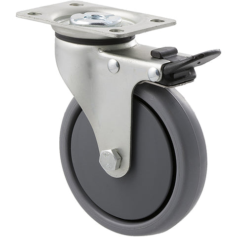 KJA100G/KZPTB <span>50 Kg Swivel Plate Total Brake 100mm Grey TPE</span>
