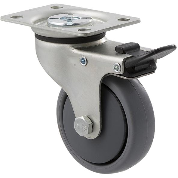 KJQ75G/KZPTB - 50 Kg Swivel Plate Total Brake 75mm Grey TPE