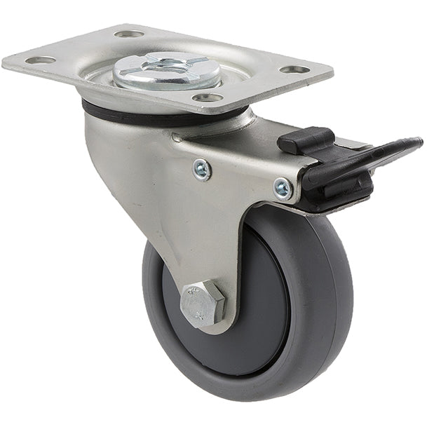 KJQ65G/KZPTB - 50 Kg Swivel Plate Total Brake 65mm Grey TPE