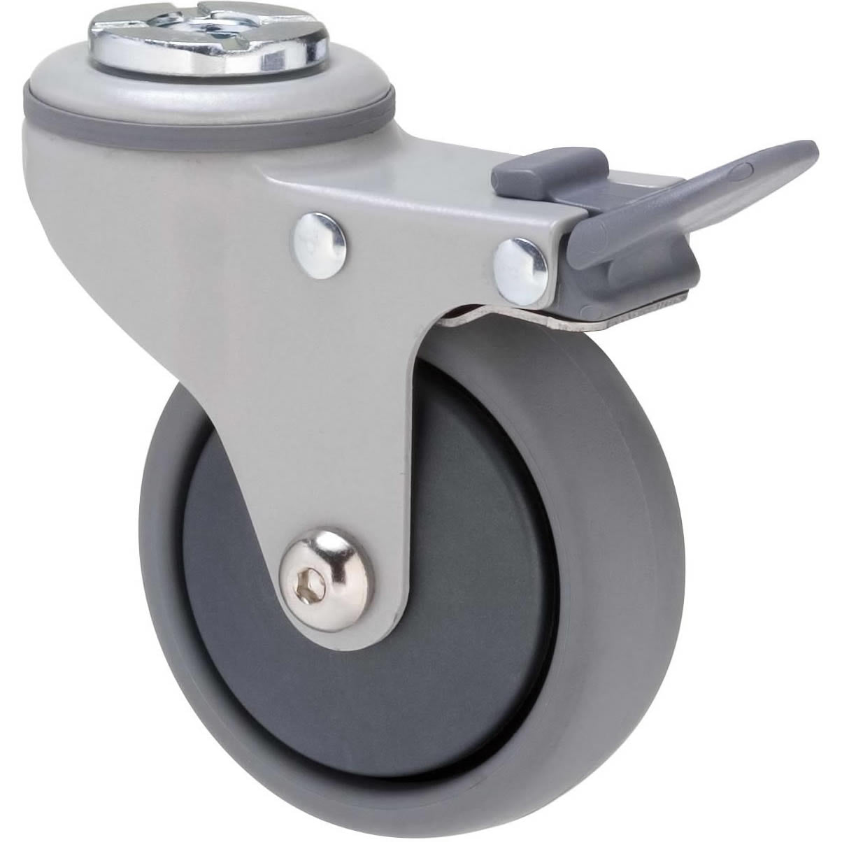 KJQ75GGH - KJQ75G/KPHTBGH 50 Kg Bolt-Hole Total Brake 75mm Grey TPE w/ Graphite Thread Guard
