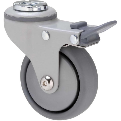 KJQ75GSL - KJQ75G/KPHTBSL <span>50 Kg Bolt-Hole Total Brake 75mm Grey TPE w/ Silver Thread Guard</span>