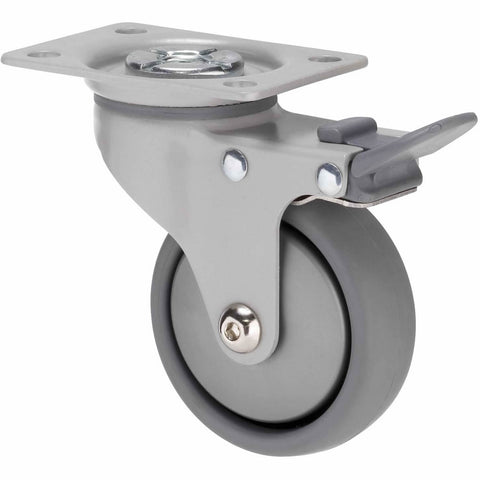 KJQ75GSL - KJQ75G/KPPTBSL <span>50 Kg Swivel Plate Total Brake 75mm Grey TPE w/ Silver Thread Guard</span>
