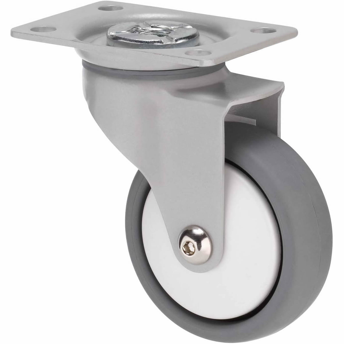 KJQ75GWT - KJQ75G/KPPWT 50 kg Swivel Plate 75mm Grey TPE w/ White Thread Guard