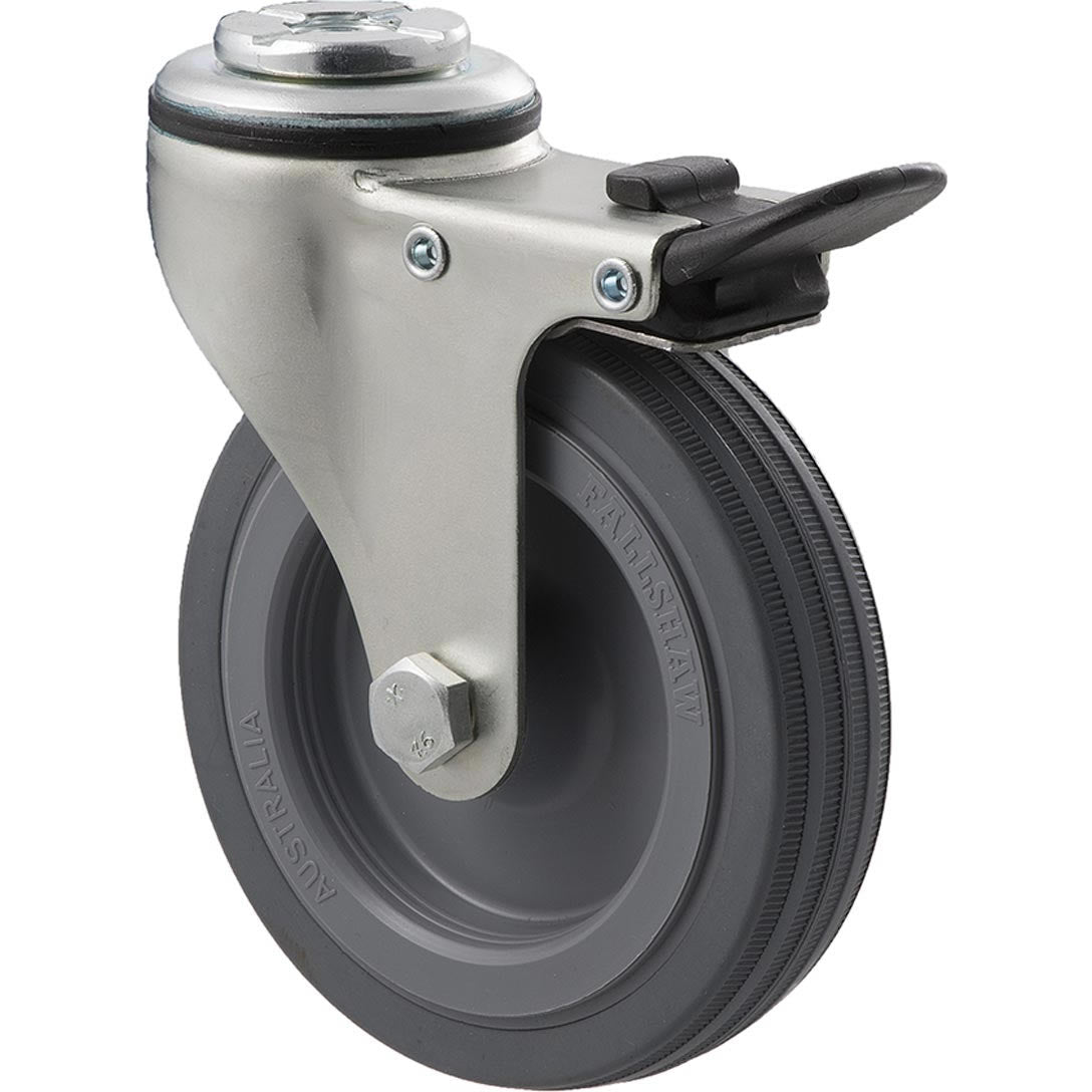 KSA100/KZHTB - 50 kg Bolt-Hole Total Brake 100mm Grey Rubber
