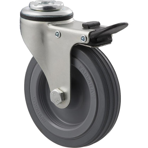 KSA100/KZHTB <span>50 Kg Bolt-Hole Total Brake 100mm Grey Rubber</span>