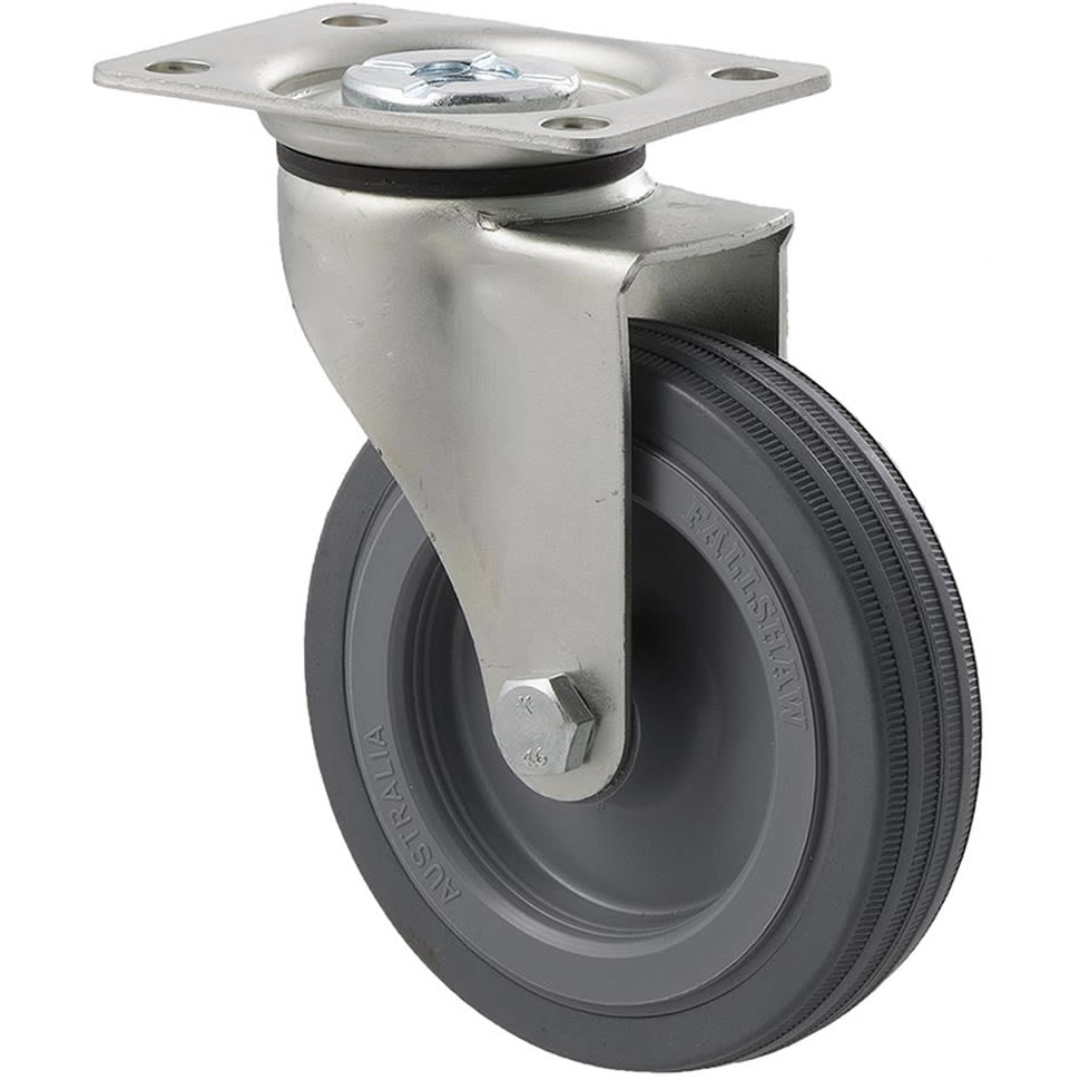 KSA100/KZP - 50 kg Swivel Plate 100mm Grey Rubber