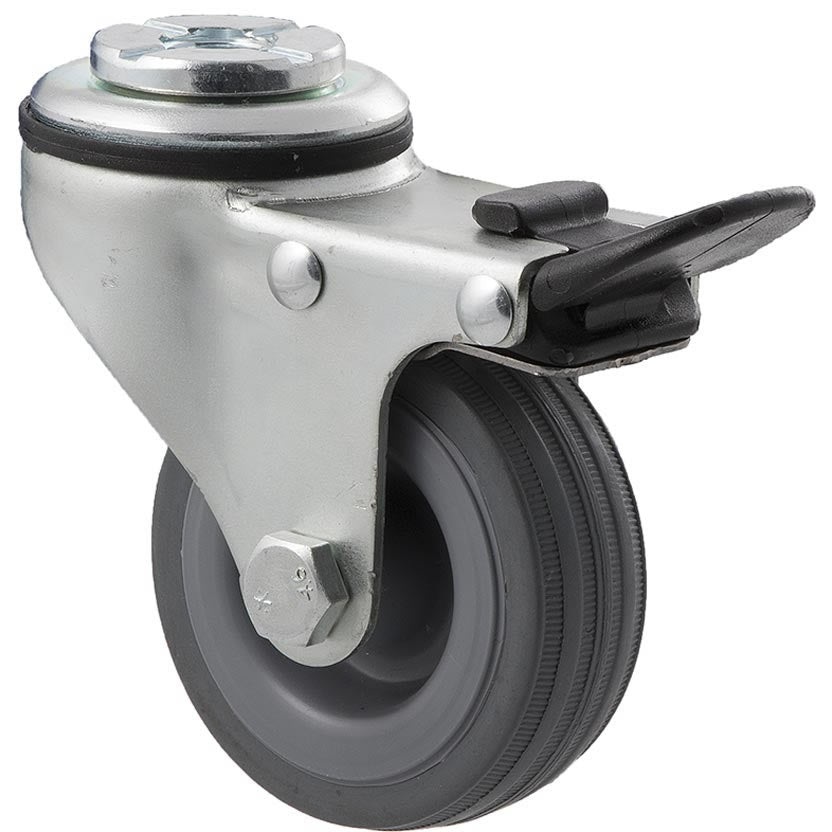 KSA65/KZHTB - 50 Kg Bolt-Hole Total Brake 65mm Grey Rubber