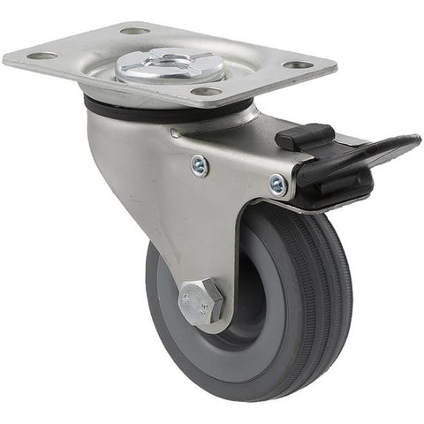 KSA65/KZPTB <span>50 Kg Swivel Plate Total Brake 65mm Grey Rubber</span>