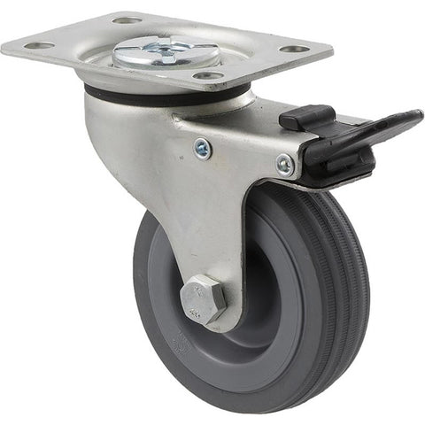 KSA75/KZPTB <span>50 Kg Swivel Plate Total Brake 75mm Grey Rubber</span>