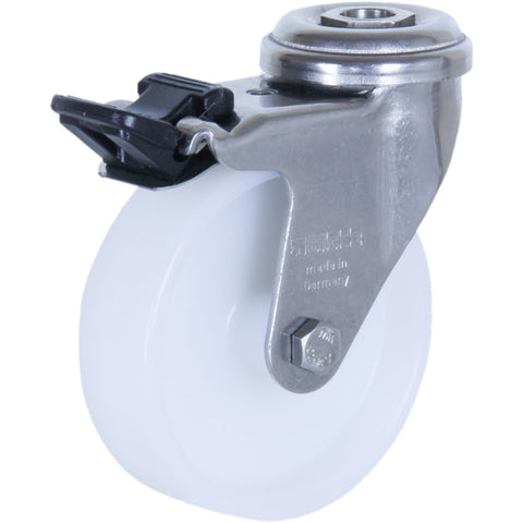 KSHT07525-NNI <span>75 Kg Bolt-Hole Total Brake 75mm Stainless Steel White Nylon</span>