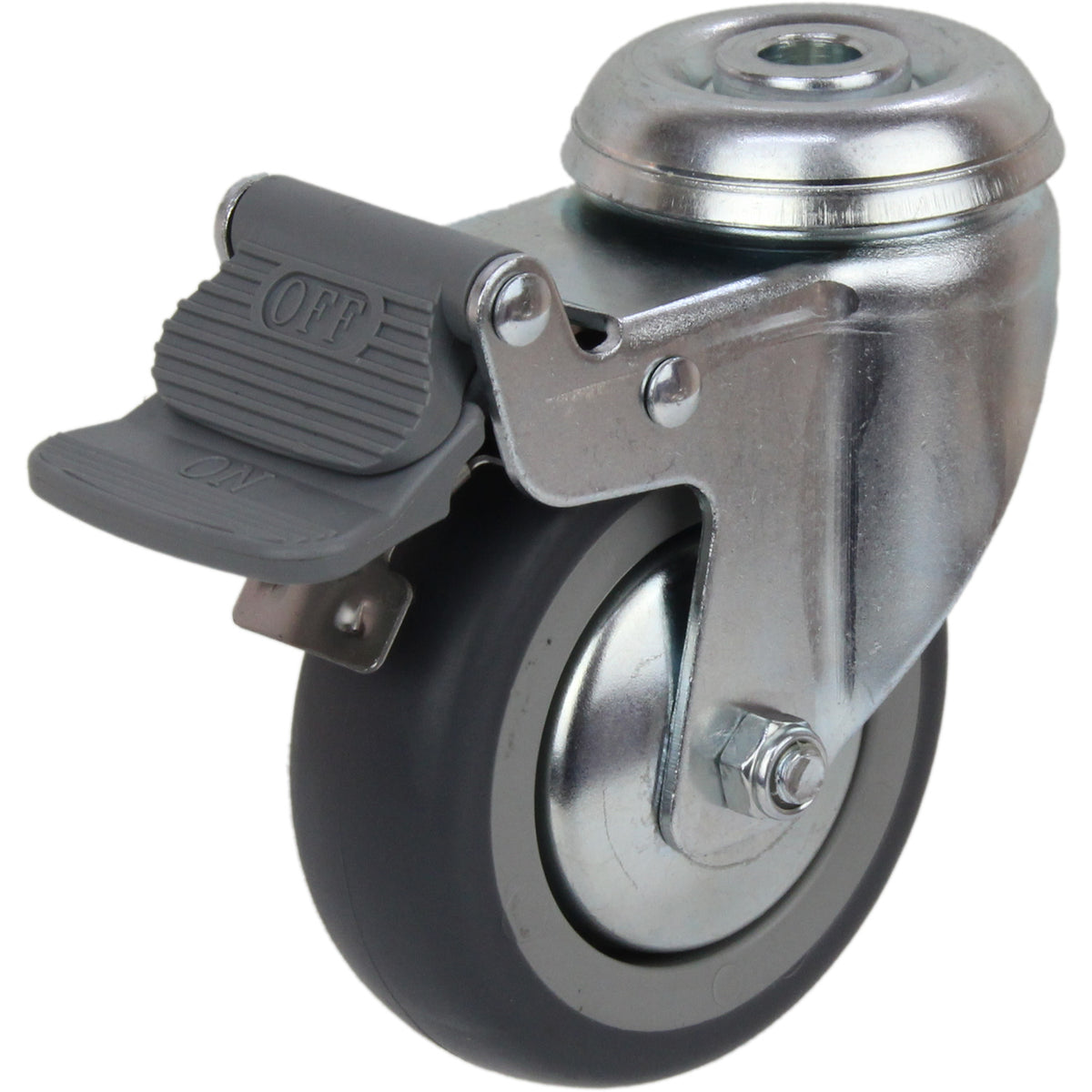 KZGRQ75BHTB - 70 kg Bolt-Hole Total Brake Grey Rubber 75mm TPE