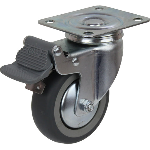 KZGRQ75STB <span>70 Kg Swivel Plate Total Brake Grey Rubber 75mm TPE</span>
