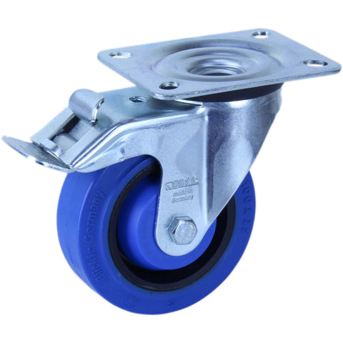 POEV102 - LE-POEV102K-FI-SB <span>150 Kg Swivel Plate Total Brake 100mm Blue Rubber</span>