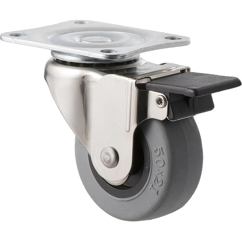 LJP50/LKPBR - 30 Kg Nickel Swivel Plate Brake 50mm Grey TPE