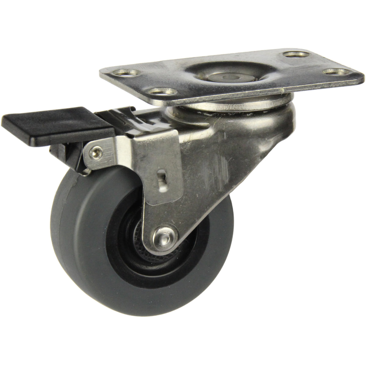 LSSGRA50SWB - 40 kg Swivel Plate Brake Grey 50mm Stainless Steel TPE