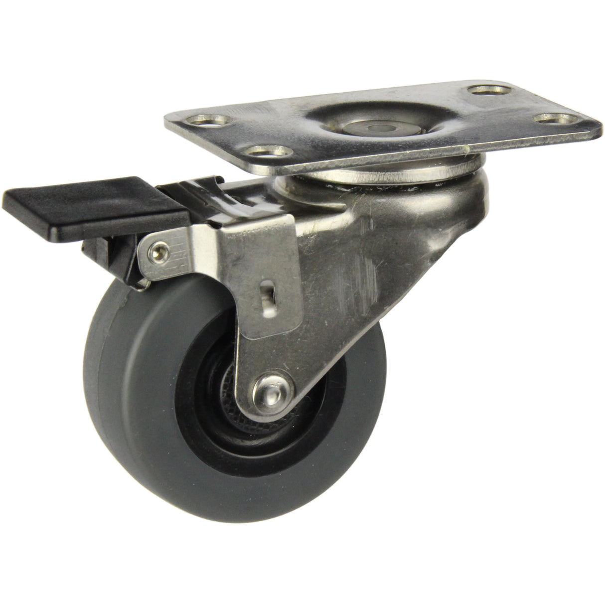 LSSGRA50SWB - 40 Kg Swivel Plate Brake Grey 50mm Stainless Steel TPE
