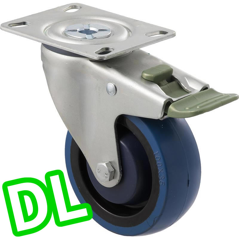 MBQ100G/MZPDL - 140 Kg Swivel Plate Direction Lock Only 100mm Blue Rubber