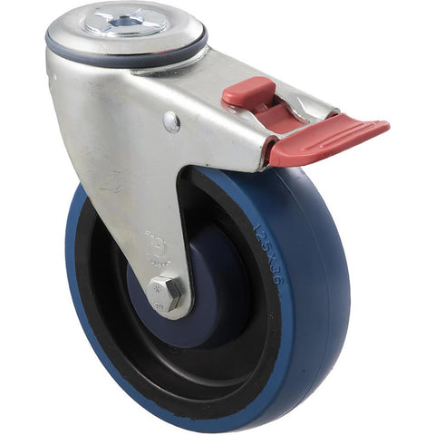 MBQ125G/MZHTB <span>150 Kg Bolt-Hole Total Brake 125mm Blue Rubber</span>
