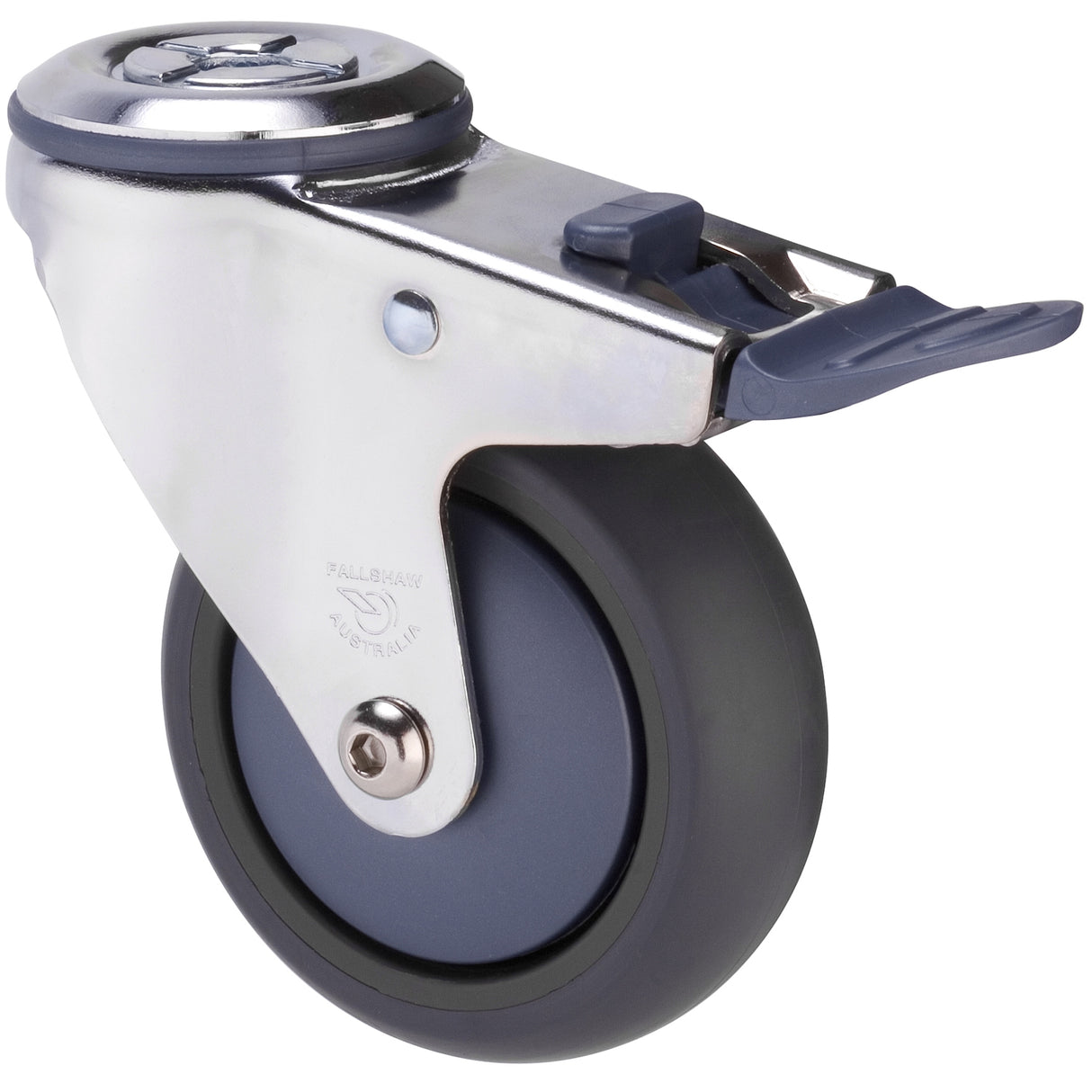 MJQ100GBN - MJQ100G/MCHTBBN 85 Kg Chrome Plated Bolt-Hole Total Brake 100mm Grey TPE w/ Bluestone Colourway