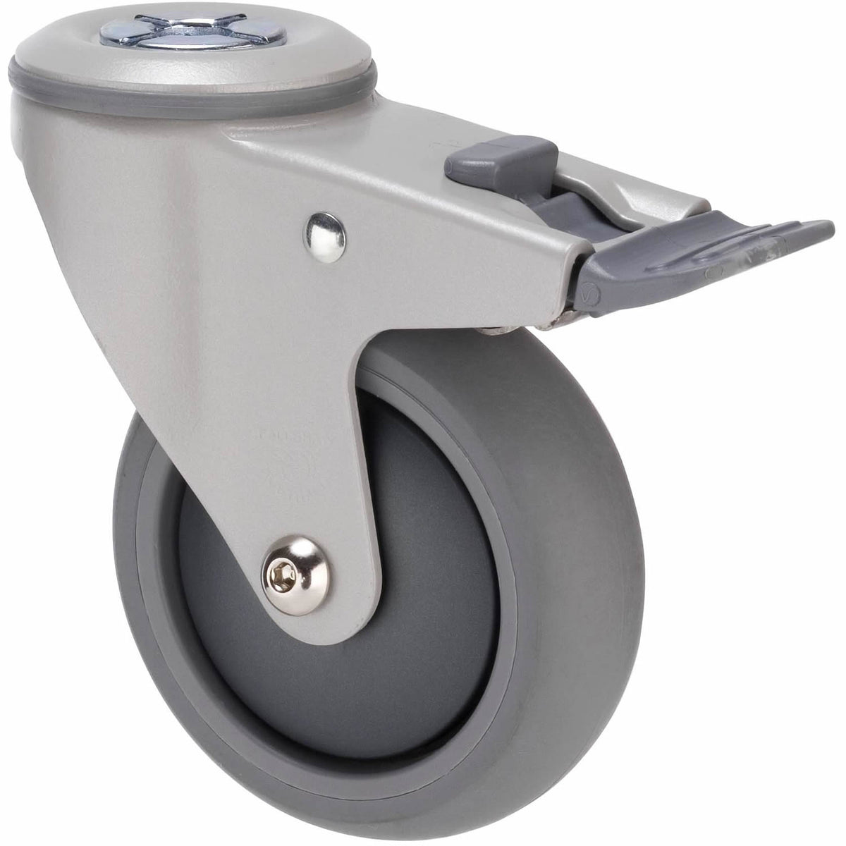 MJQ100GGH - MJQ100G/MPHTBGH 85 kg Bolt-Hole Total Brake 100mm Grey TPE w/ Graphite Thread Guard