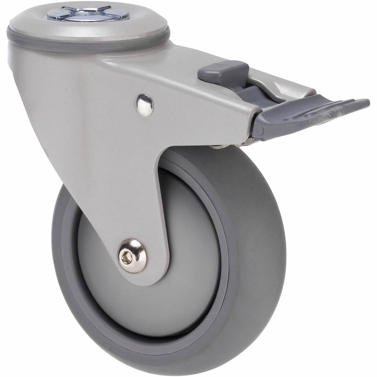 MJQ100GSL - MJQ100G/MPHTBSL 85 kg Bolt-Hole Total Brake 100mm Grey TPE w/ Silver Thread Guard