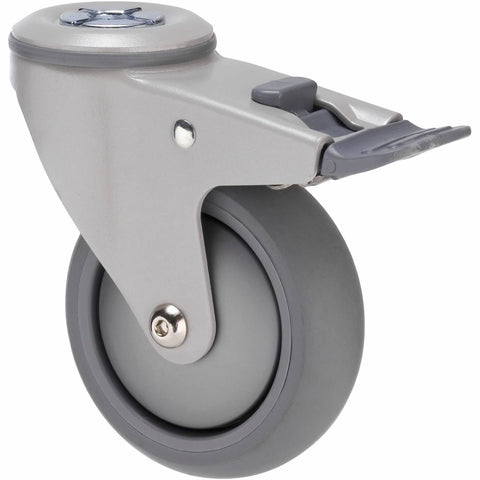 MJQ100GSL - MJQ100G/MPHTBSL <span>85 Kg Bolt-Hole Total Brake 100mm Grey TPE w/ Silver Thread Guard</span>