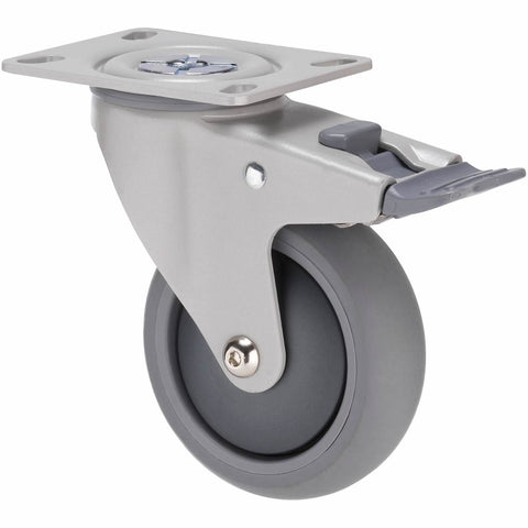 MJQ100GGH - MJQ100G/MPPTBGH <span>85 Kg Swivel Plate Total Brake 100mm Grey TPE w/ Graphite Thread Guard</span>