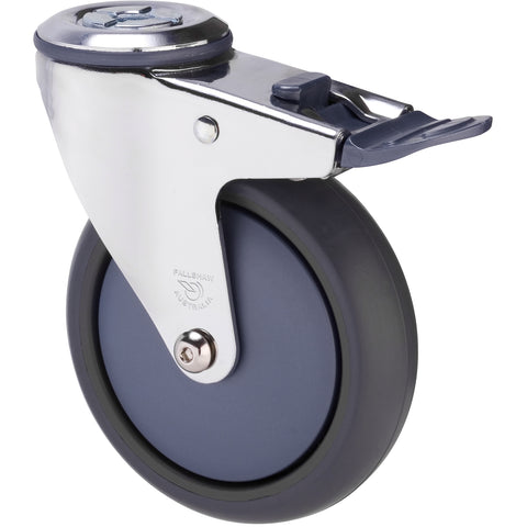 MJQ125GBN - MJQ125G/MCHTBBN <span>85 Kg Chrome Plated Bolt-Hole Total Brake 125mm Grey TPE w/ Bluestone Colourway</span>