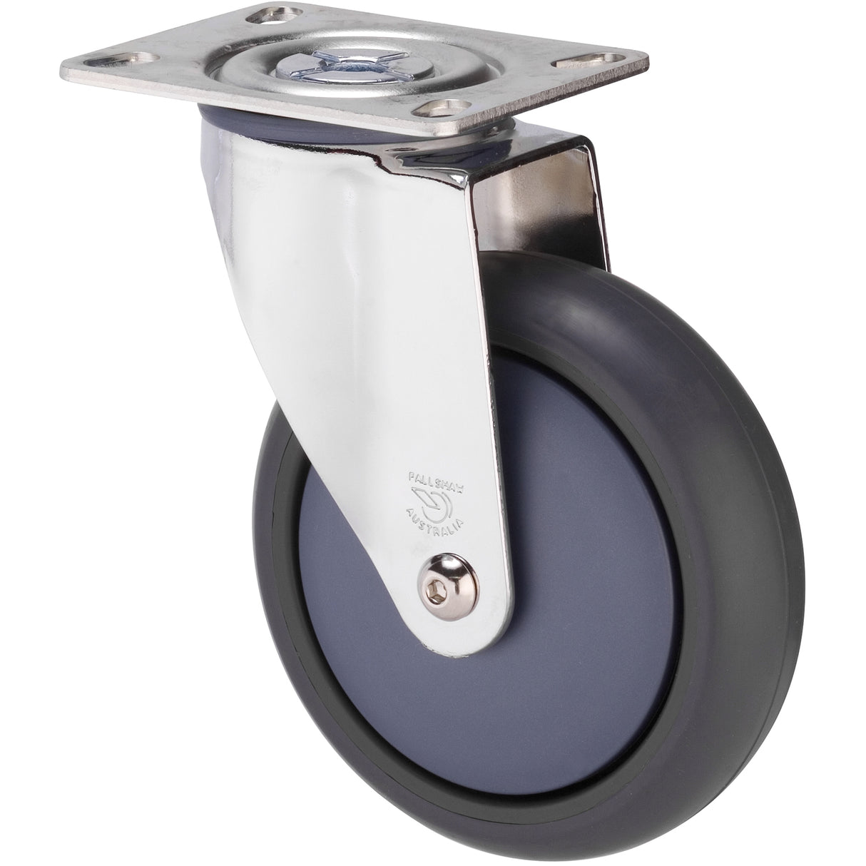 MJQ125GBN - MJQ125G/MCPBN 85 Kg Chrome Plated Swivel Plate 125mm Grey TPE w/ Bluestone Colourway