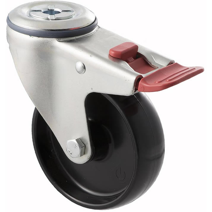 MNN100/MZHTB - 150 kg Bolt-Hole Total Brake 100mm Black Nylon