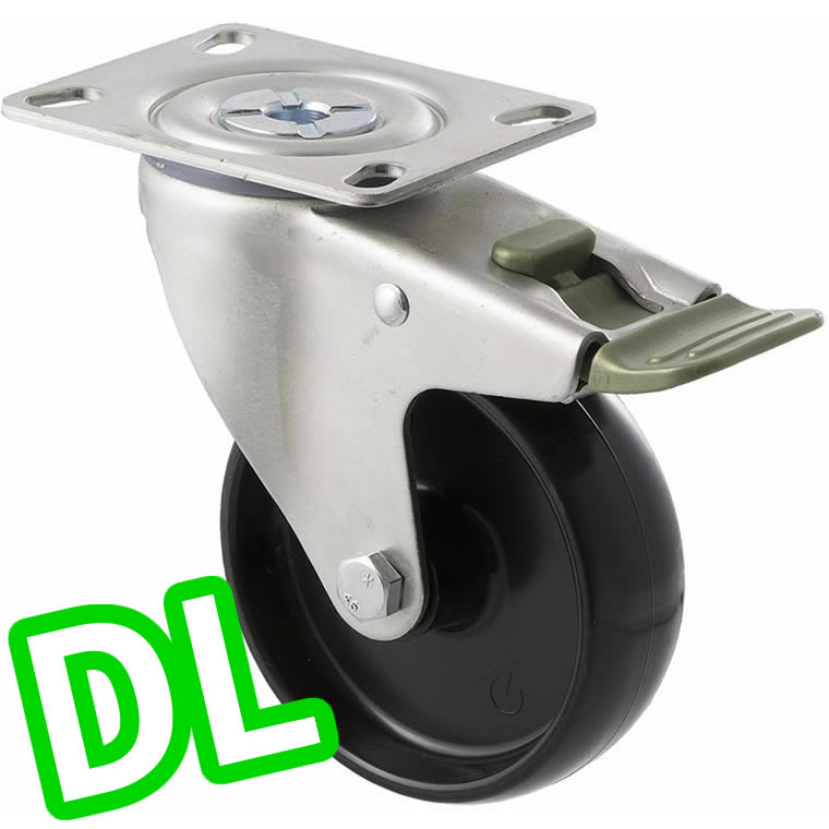 MNN100/MZPDL - 150 Kg Swivel Plate Direction Lock Only 100mm Black Nylon