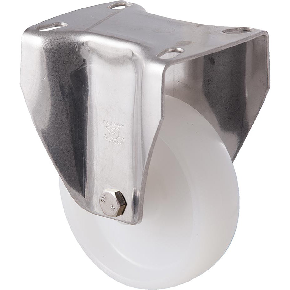 MNN100WS/MSF 150 kg Stainless Steel Fixed Plate 100mm White Nylon
