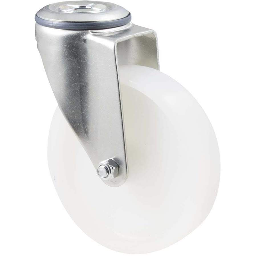 MNN125W/MZH - 150 Kg Bolt-Hole 125mm White Nylon