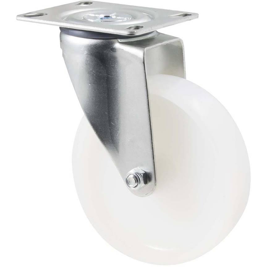 MNN125W/MZP - 150 Kg Swivel Plate 125mm White Nylon