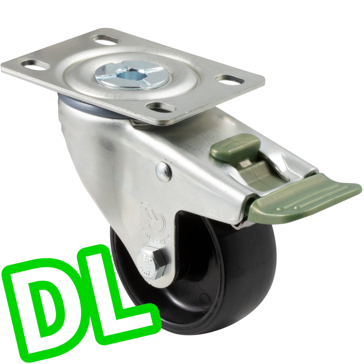 MNN75/MZPDL - 150 Kg Swivel Plate Direction Lock Only 75mm Black Nylon