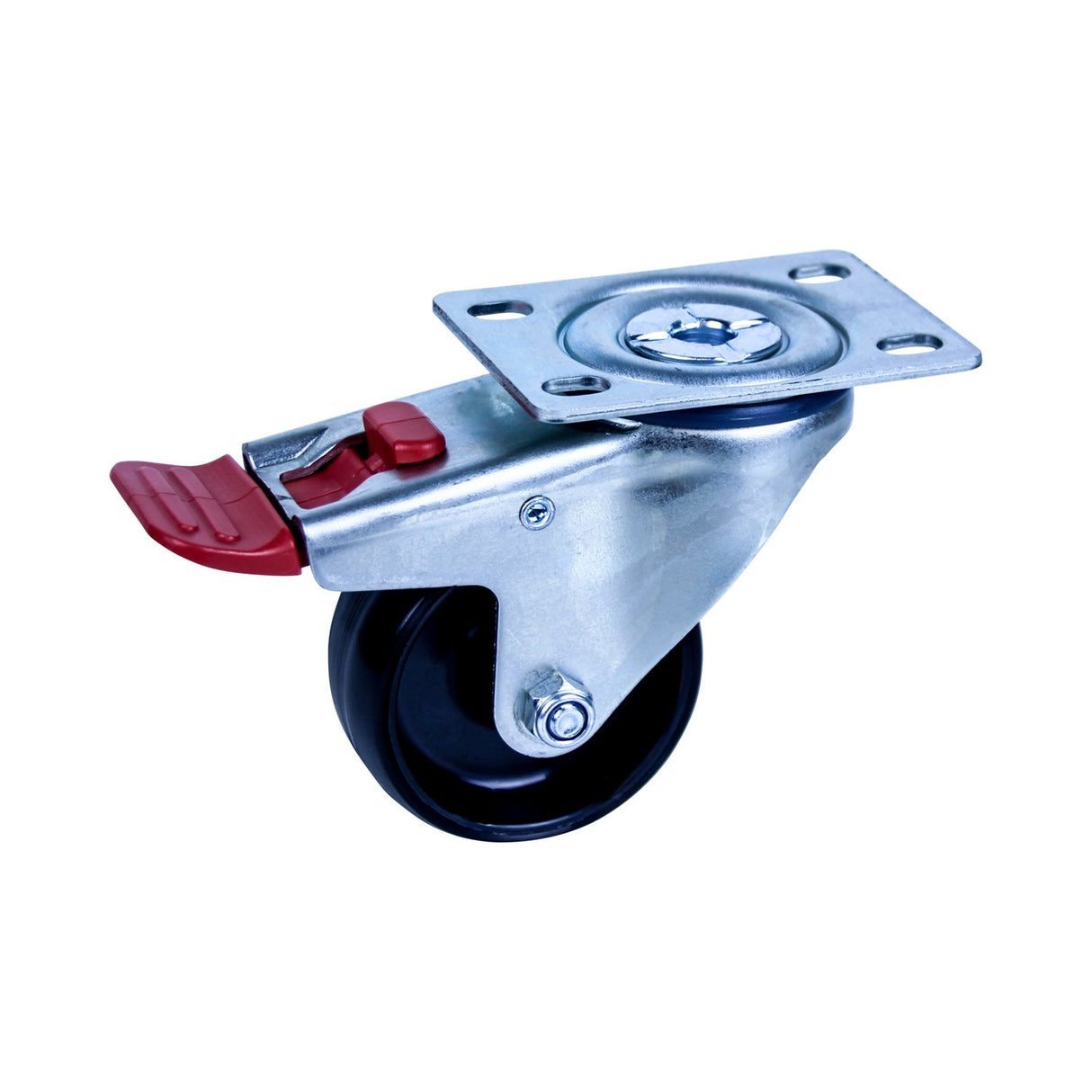 MNN75/MZPTB - 150 Kg Swivel Plate Total Brake 75mm Black Nylon