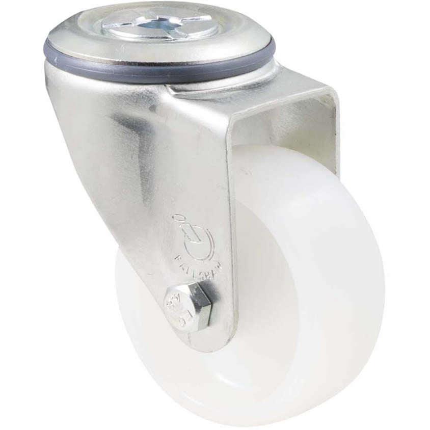 MNN75W/MZH - 150 Kg Bolt-Hole 75mm White Nylon