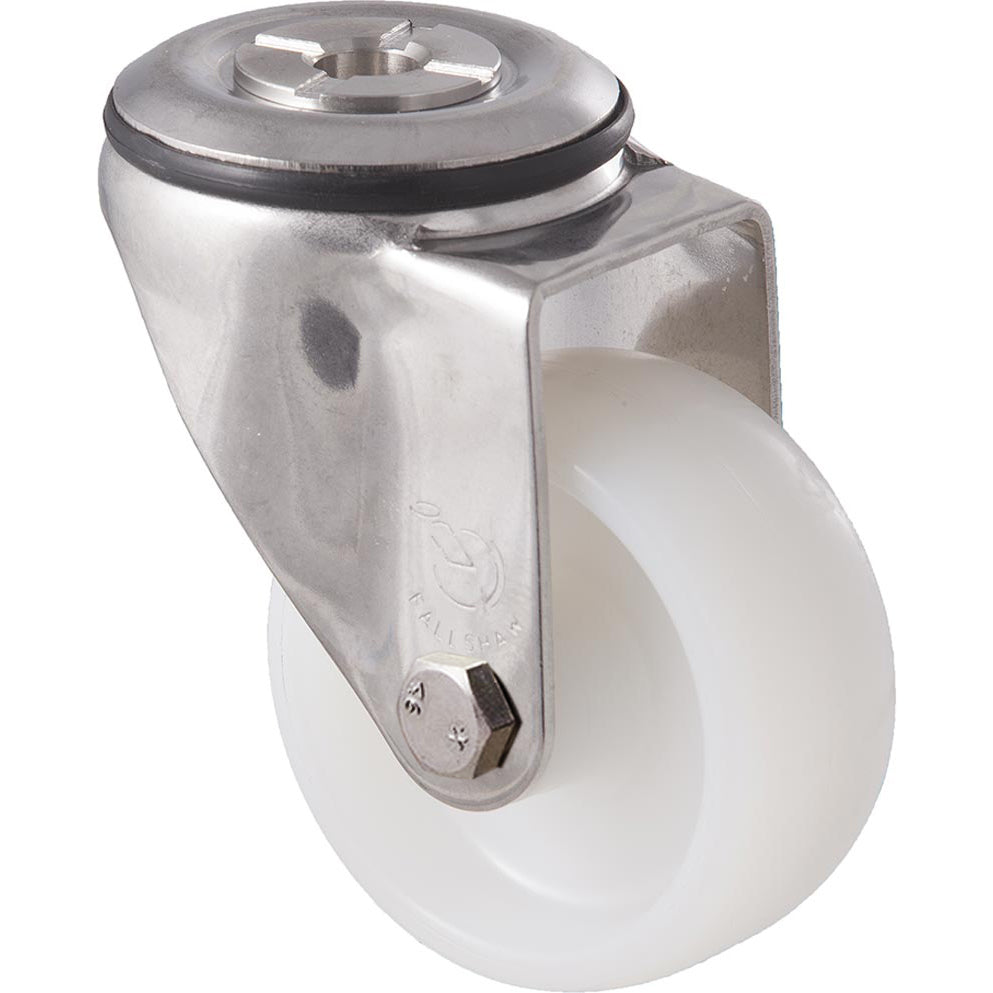MNN75WS/MSH 150 Kg Stainless Steel Bolt-Hole 75mm White Nylon