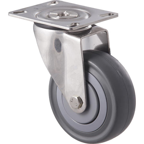 MSA100G/MSP <span>140 Kg Stainless Steel Swivel Plate 100mm Grey Rubber</span>