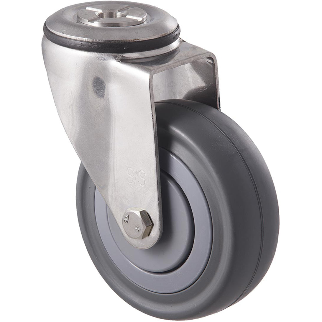 MSC100G/MSH 140 Kg Stainless Steel Bolt-Hole 100mm Grey Rubber