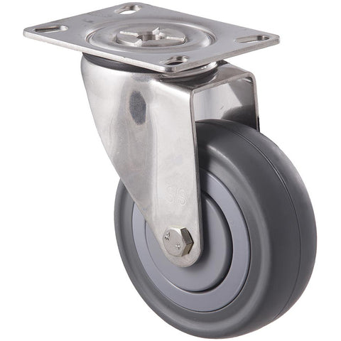 MSC100G/MSP <span>140 Kg Stainless Steel Swivel Plate 100mm Grey Rubber</span>