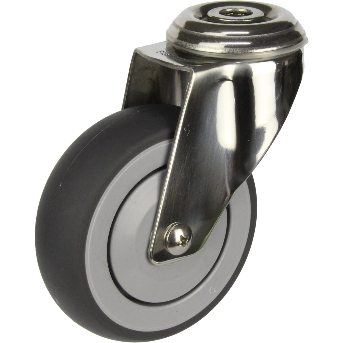 MSSGRQ100BH - 100 kg Bolt-Hole Grey Rubber 100mm Stainless Steel TPE