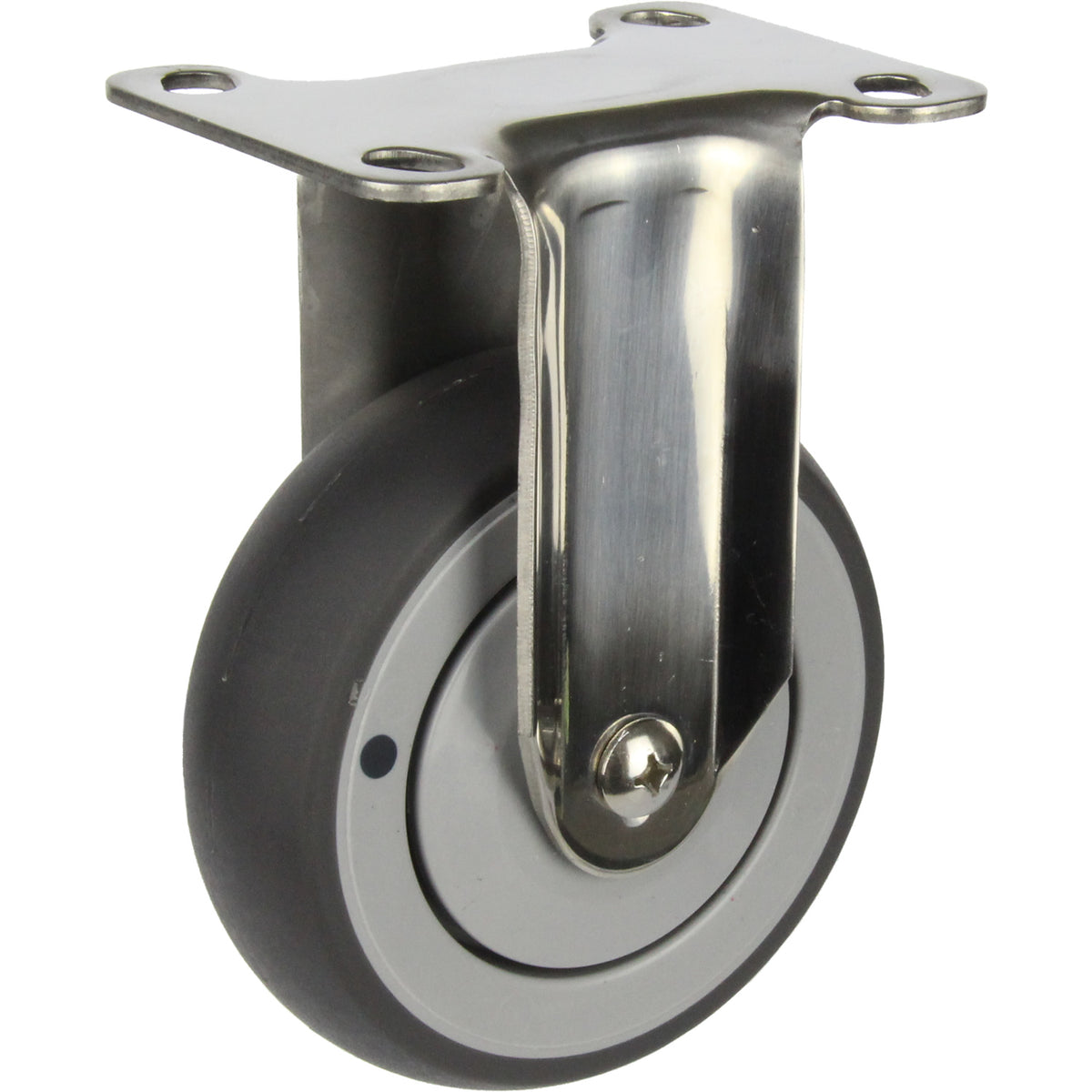 MSSGRQ100F - 100 kg Fixed Plate Grey Rubber 100mm Stainless Steel TPE