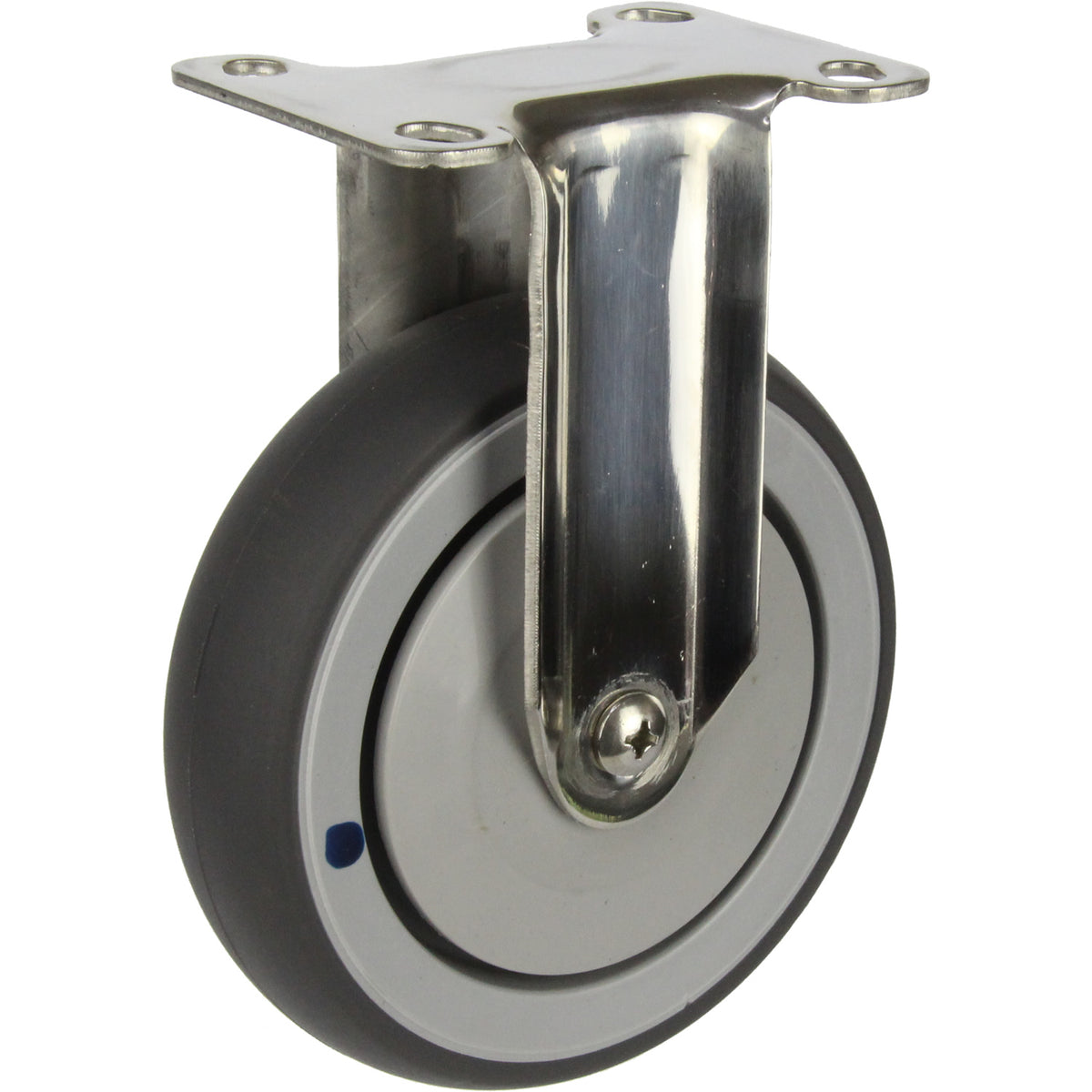 MSSGRQ125F - 100 kg Fixed Plate Grey Rubber 125mm Stainless Steel TPE