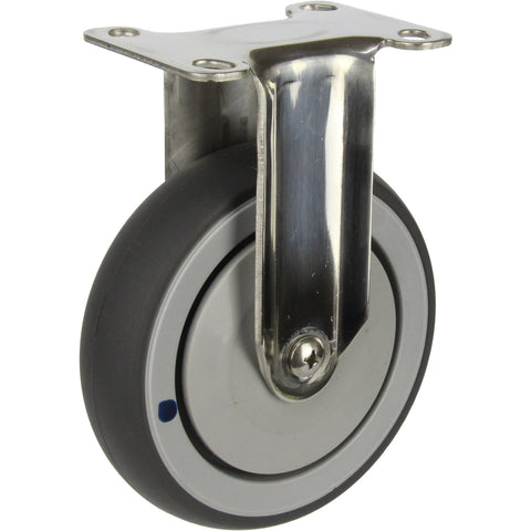 MSSGRQ125F <span>100 Kg Fixed Plate Grey Rubber 125mm Stainless Steel TPE</span>