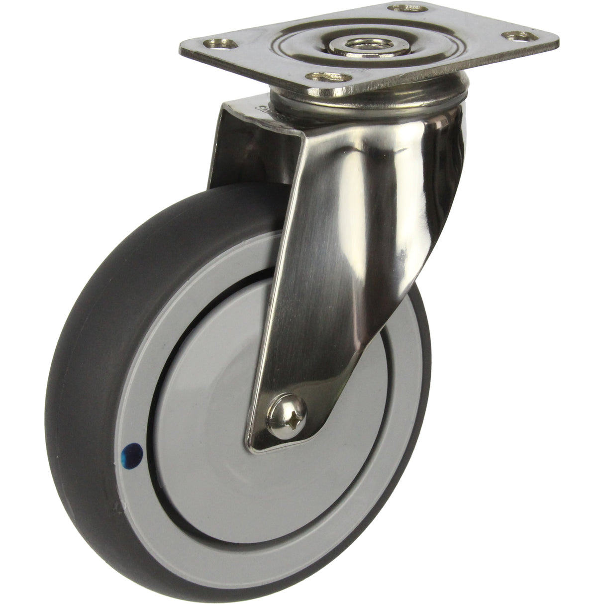MSSGRQ125S - 100 Kg Swivel Plate Grey Rubber 125mm Stainless Steel TPE