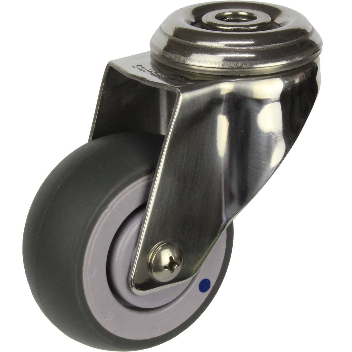 MSSGRQ75BH - 80 kg Bolt-Hole Grey Rubber 75mm Stainless Steel TPE